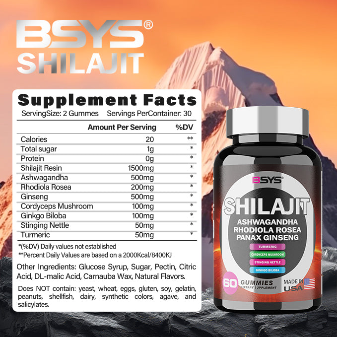 BSYS 8 EN 1 GÉLULES DE SHILAJIT 60'S